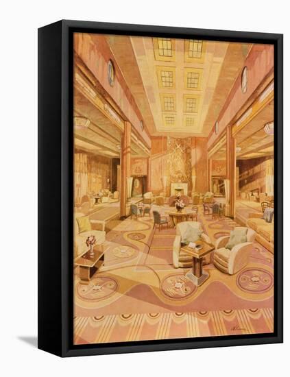 Interior of the First Class Lounge on R.M.S. 'Queen Mary'-Hugh McKenna-Framed Premier Image Canvas