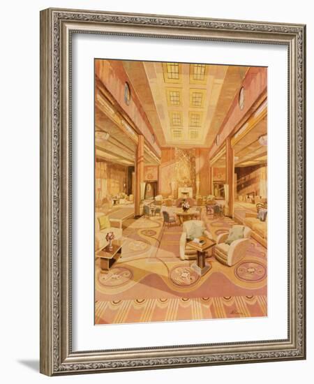 Interior of the First Class Lounge on R.M.S. 'Queen Mary'-Hugh McKenna-Framed Giclee Print