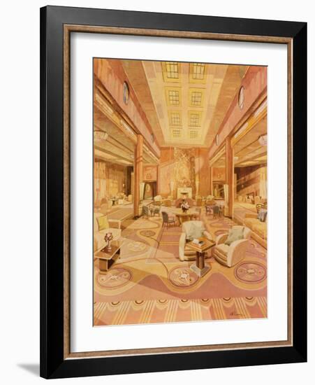 Interior of the First Class Lounge on R.M.S. 'Queen Mary'-Hugh McKenna-Framed Giclee Print