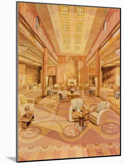 Interior of the First Class Lounge on R.M.S. 'Queen Mary'-Hugh McKenna-Mounted Giclee Print