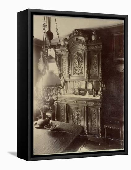 Interior of the Home of an Employee in the Louvre Shops, Rue St. Jacques, Paris, 1910-Eugene Atget-Framed Premier Image Canvas