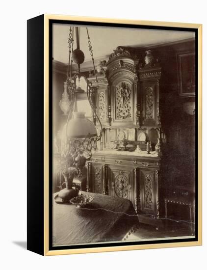 Interior of the Home of an Employee in the Louvre Shops, Rue St. Jacques, Paris, 1910-Eugene Atget-Framed Premier Image Canvas