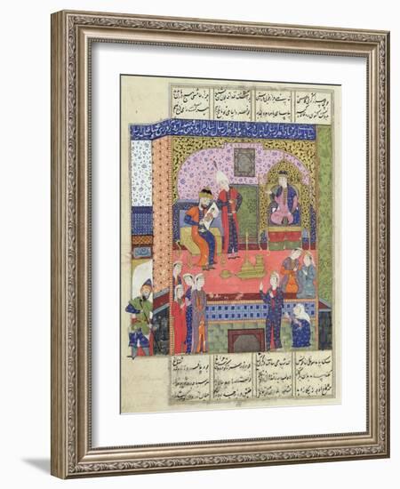 Interior of the King of Persia's Palace, Illustration from the "Shahnama" (Book of Kings)-null-Framed Giclee Print