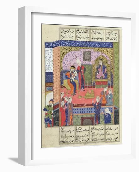 Interior of the King of Persia's Palace, Illustration from the "Shahnama" (Book of Kings)-null-Framed Giclee Print