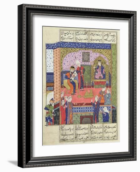 Interior of the King of Persia's Palace, Illustration from the "Shahnama" (Book of Kings)-null-Framed Giclee Print