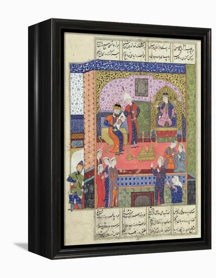 Interior of the King of Persia's Palace, Illustration from the "Shahnama" (Book of Kings)-null-Framed Premier Image Canvas