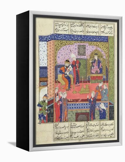 Interior of the King of Persia's Palace, Illustration from the "Shahnama" (Book of Kings)-null-Framed Premier Image Canvas