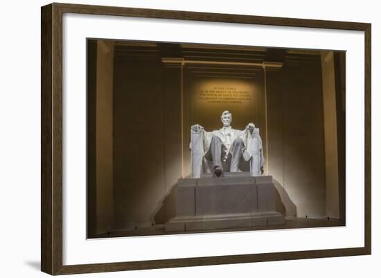 Interior of the Lincoln Memorial Lit Up at Night-Michael Nolan-Framed Photographic Print