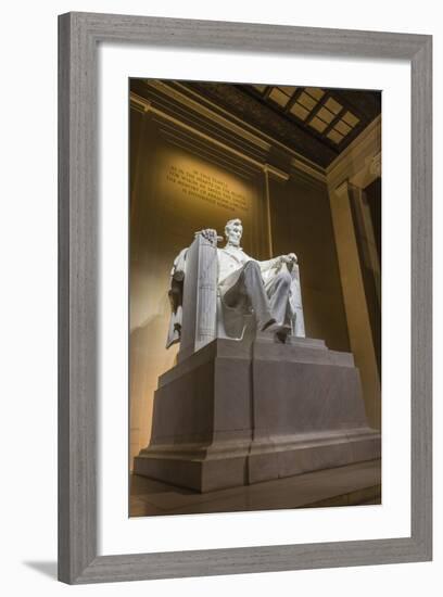 Interior of the Lincoln Memorial Lit Up at Night-Michael Nolan-Framed Photographic Print