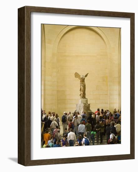 Interior of The Louvre Museum Showing Winged Victory Statue and Tourists, Paris, France-Jim Zuckerman-Framed Photographic Print