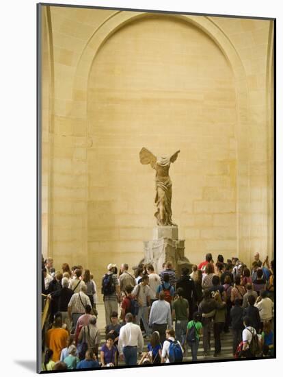 Interior of The Louvre Museum Showing Winged Victory Statue and Tourists, Paris, France-Jim Zuckerman-Mounted Photographic Print