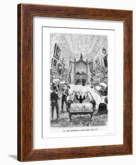 Interior of the Nautilus, Illustration from "20,000 Leagues under the Sea"-?douard Riou-Framed Giclee Print