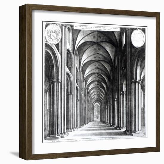 Interior of the Nave of St. Paul's, 1658-Wenceslaus Hollar-Framed Giclee Print