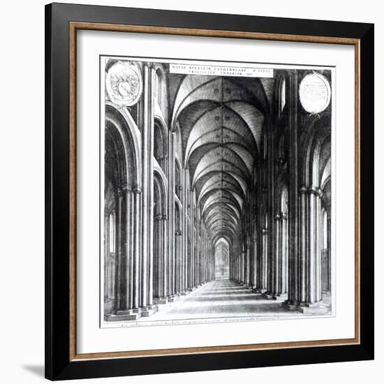 Interior of the Nave of St. Paul's, 1658-Wenceslaus Hollar-Framed Giclee Print