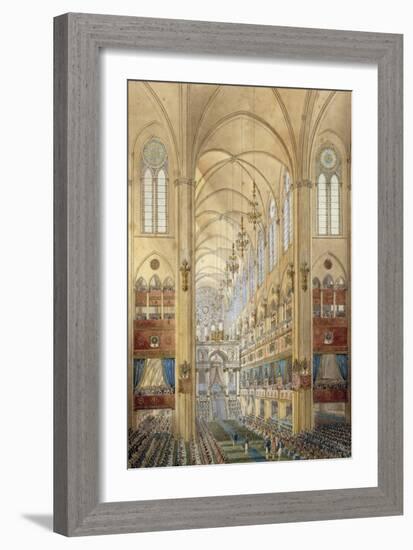 Interior of the Notre Dame Cathedral in Paris during the Coronation of Napoleon I-null-Framed Giclee Print