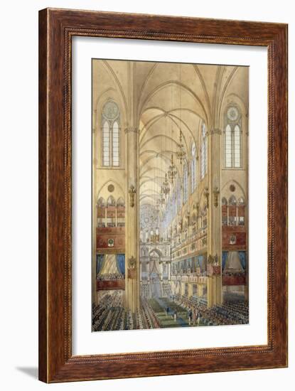 Interior of the Notre Dame Cathedral in Paris during the Coronation of Napoleon I-null-Framed Giclee Print