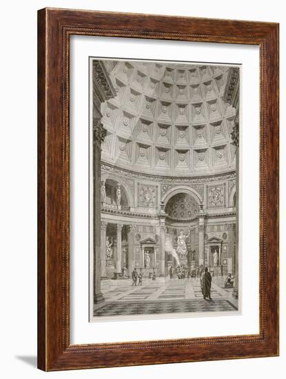 Interior of the Pantheon at Rome (Restored) (Litho)-English-Framed Giclee Print