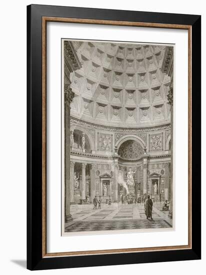 Interior of the Pantheon at Rome (Restored) (Litho)-English-Framed Giclee Print