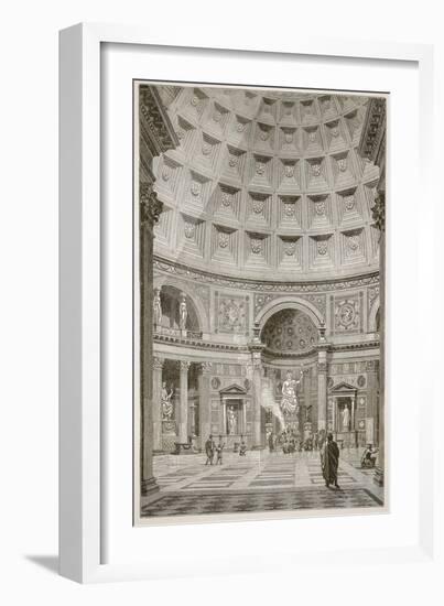 Interior of the Pantheon at Rome (Restored) (Litho)-English-Framed Giclee Print