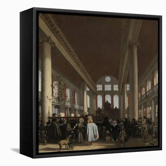 Interior of the Portuguese Synagogue in Amsterdam-Emanuel de Witte-Framed Stretched Canvas