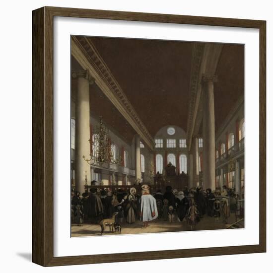 Interior of the Portuguese Synagogue in Amsterdam-Emanuel de Witte-Framed Art Print