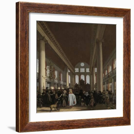 Interior of the Portuguese Synagogue in Amsterdam-Emanuel de Witte-Framed Art Print