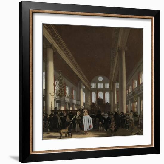 Interior of the Portuguese Synagogue in Amsterdam-Emanuel de Witte-Framed Art Print