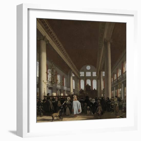 Interior of the Portuguese Synagogue in Amsterdam-Emanuel de Witte-Framed Art Print