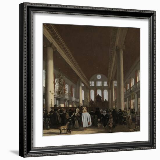 Interior of the Portuguese Synagogue in Amsterdam-Emanuel de Witte-Framed Art Print