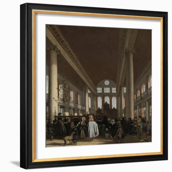 Interior of the Portuguese Synagogue in Amsterdam-Emanuel de Witte-Framed Art Print