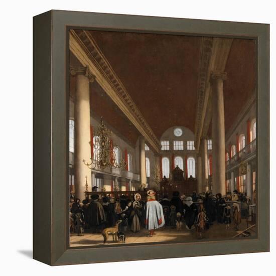 Interior of the Portuguese Synagogue in Amsterdam-Emanuel de Witte-Framed Premier Image Canvas