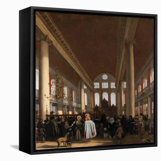 Interior of the Portuguese Synagogue in Amsterdam-Emanuel de Witte-Framed Premier Image Canvas