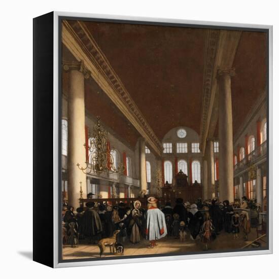 Interior of the Portuguese Synagogue in Amsterdam-Emanuel de Witte-Framed Premier Image Canvas