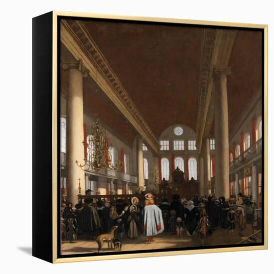 Interior of the Portuguese Synagogue in Amsterdam-Emanuel de Witte-Framed Premier Image Canvas