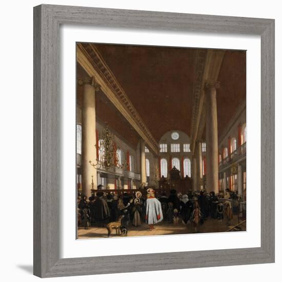 Interior of the Portuguese Synagogue in Amsterdam-Emanuel de Witte-Framed Giclee Print