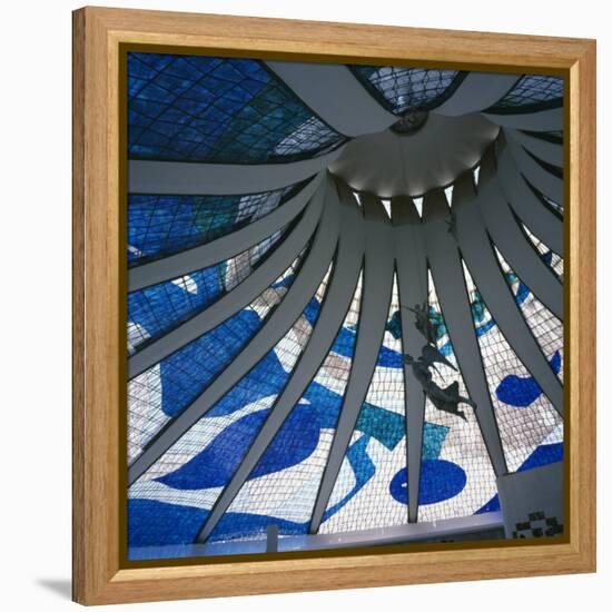 Interior of the Roof of the Catedral Metropolitana, Brasilia, Brazil, South America-Geoff Renner-Framed Premier Image Canvas