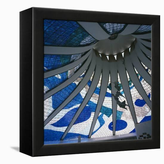 Interior of the Roof of the Catedral Metropolitana, Brasilia, Brazil, South America-Geoff Renner-Framed Premier Image Canvas