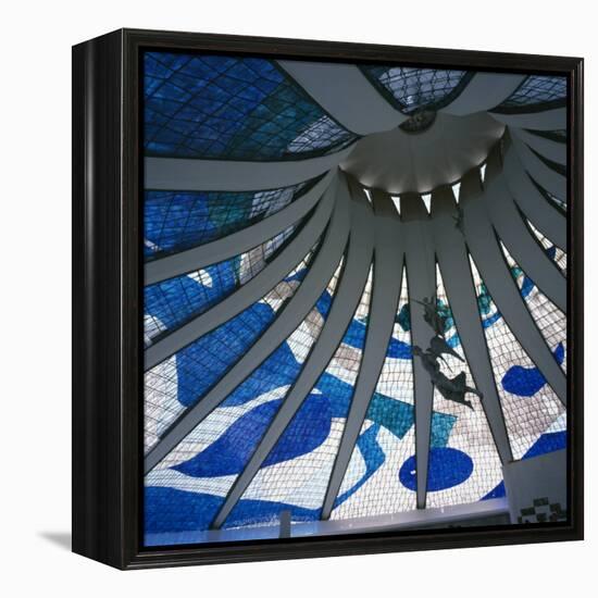 Interior of the Roof of the Catedral Metropolitana, Brasilia, Brazil, South America-Geoff Renner-Framed Premier Image Canvas