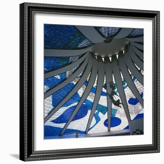 Interior of the Roof of the Catedral Metropolitana, Brasilia, Brazil, South America-Geoff Renner-Framed Photographic Print