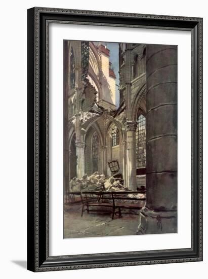 Interior of the Ruins of Saint Jean Des Vignes Abbey, Soissons, France, 18 May 1915-Francois Flameng-Framed Giclee Print