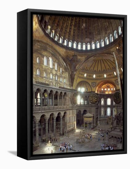 Interior of the Santa Sofia Mosque, Originally a Byzantine Church, Istanbul, Turkey-Woolfitt Adam-Framed Premier Image Canvas