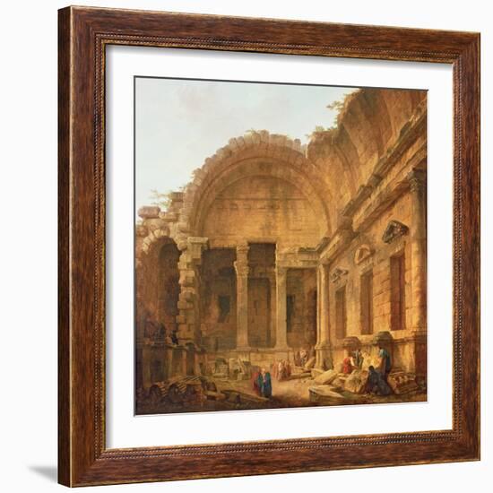 Interior of the Temple of Diana at Nimes, 1787-Hubert Robert-Framed Giclee Print