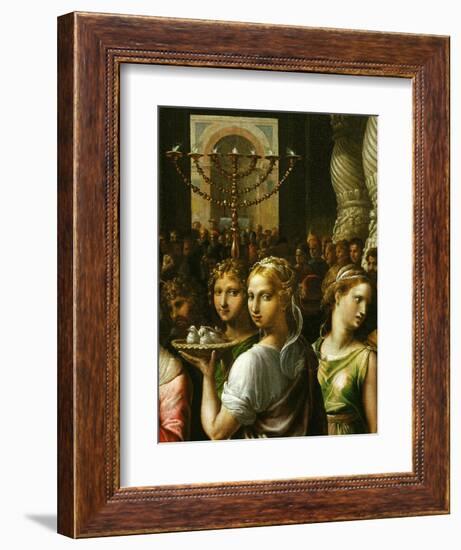 Interior of the Temple of Jerusalem with Menorah and Couple Carrying a Basket of Doves-Giulio Romano-Framed Giclee Print