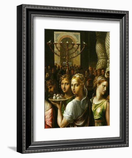 Interior of the Temple of Jerusalem with Menorah and Couple Carrying a Basket of Doves-Giulio Romano-Framed Giclee Print