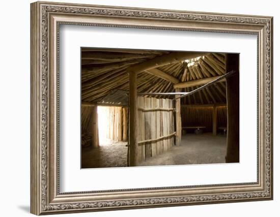 Interior of the Traditional Mandan Dome Shaped Lodge-Angel Wynn-Framed Photographic Print