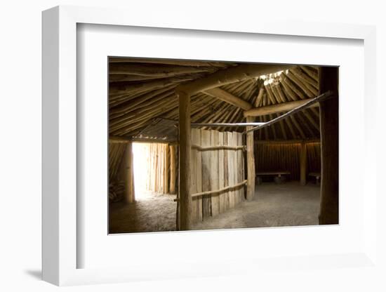Interior of the Traditional Mandan Dome Shaped Lodge-Angel Wynn-Framed Photographic Print