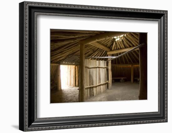 Interior of the Traditional Mandan Dome Shaped Lodge-Angel Wynn-Framed Photographic Print