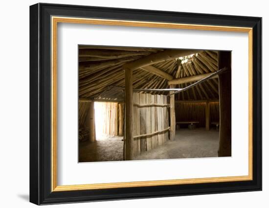 Interior of the Traditional Mandan Dome Shaped Lodge-Angel Wynn-Framed Photographic Print