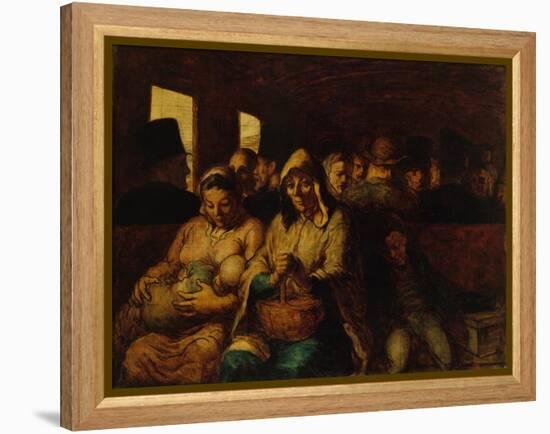 Interior of third-class carriage, 1862-64-Honore Daumier-Framed Premier Image Canvas