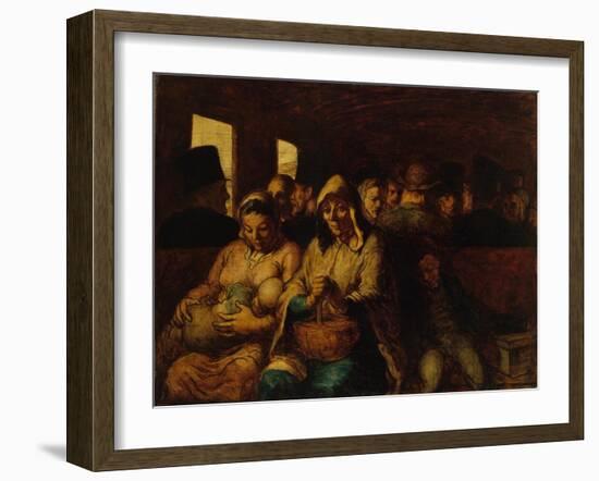 Interior of third-class carriage, 1862-64-Honore Daumier-Framed Giclee Print